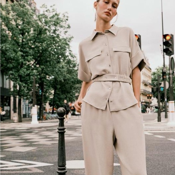 Zara Belted Safari Shirt – Sand | Size M | New with Tags - Picture 8 of 10